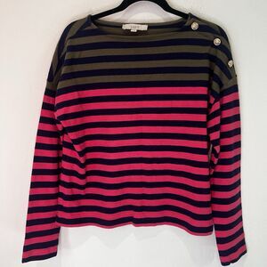 Loft Women's Striped Harbor Long Sleeve Blouse Sz M Preppy Office Schoo Academia